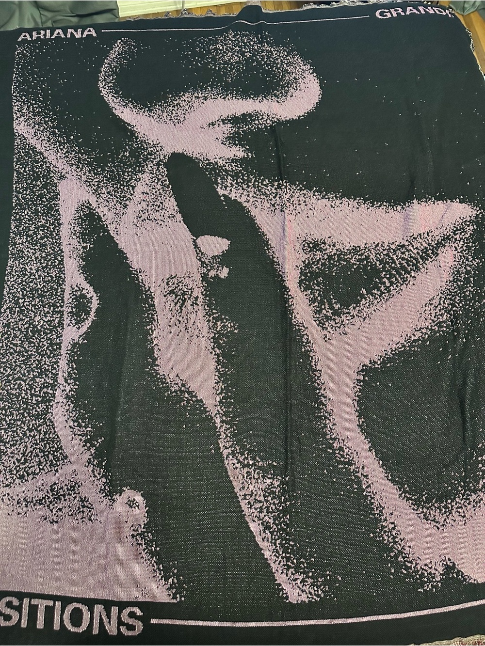 ARIANA GRANDE “Positions” Album Black and Pink Woven Throw Blanket (COLLECTIBLE)